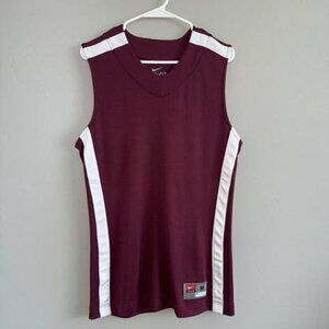 Nike Men’s Dri-Fit Sleeveless Jersey Size M Maroon White Basketball Shirt Tee
